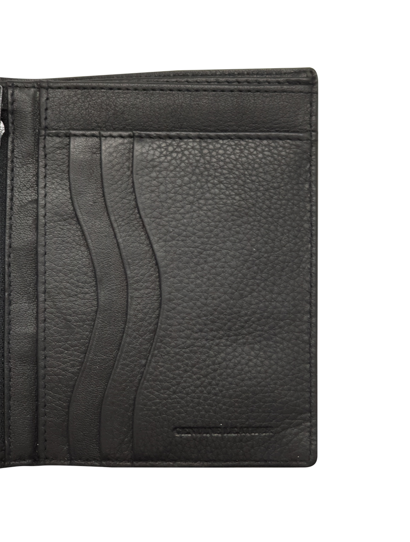 Oxhide Wallet Black with Vertical  Zipper- Oxhide J0011 BLK