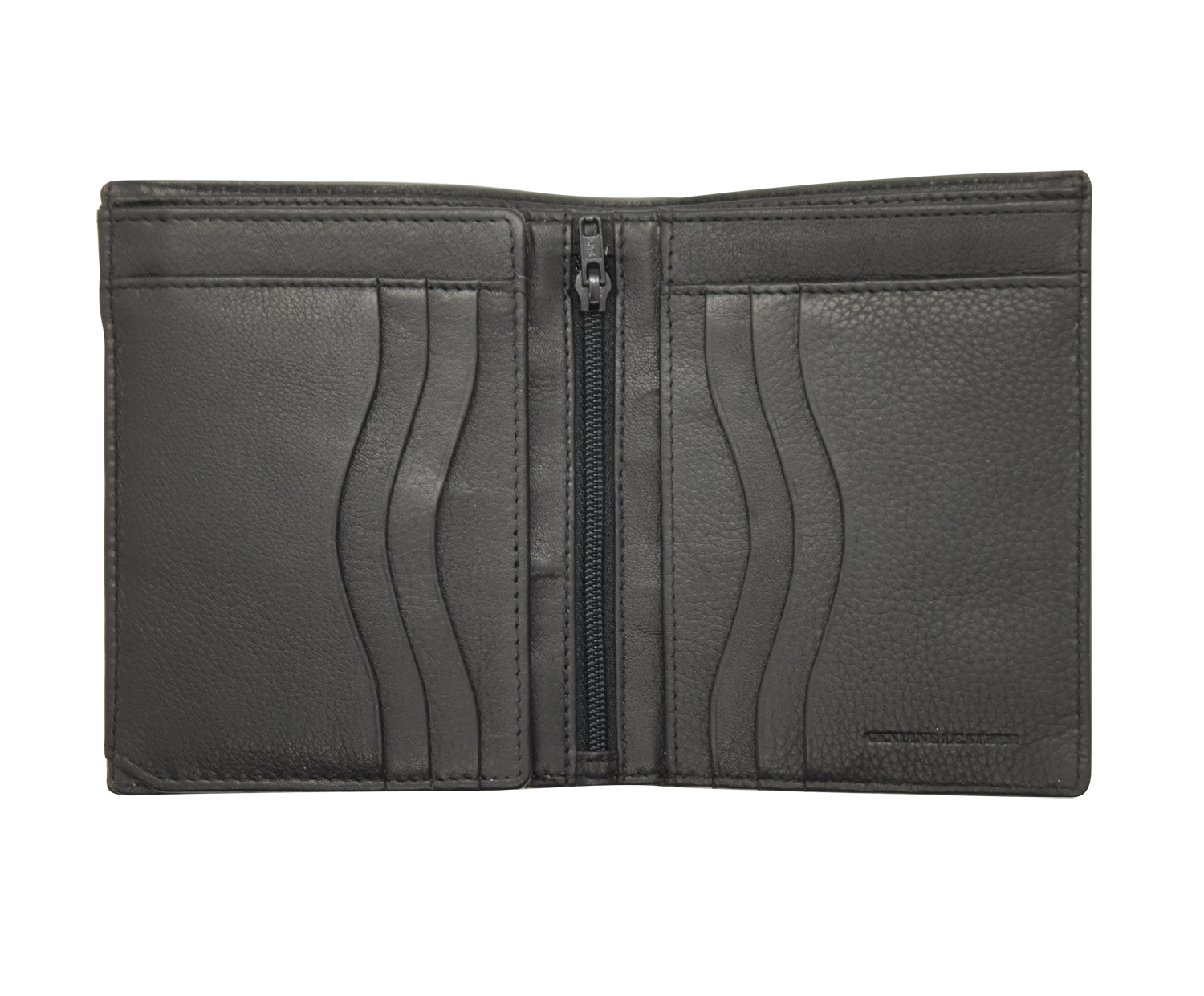 Oxhide Wallet Black with Vertical  Zipper- Oxhide J0011 BLK
