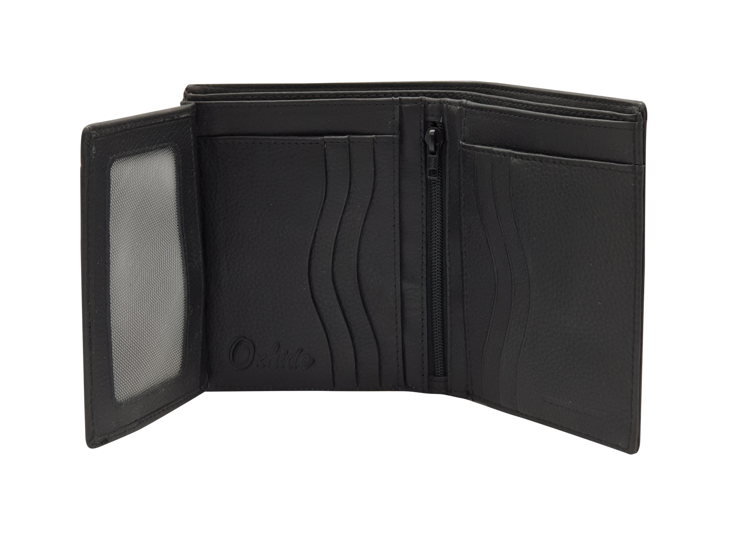Oxhide Wallet Black with Vertical  Zipper- Oxhide J0011 BLK