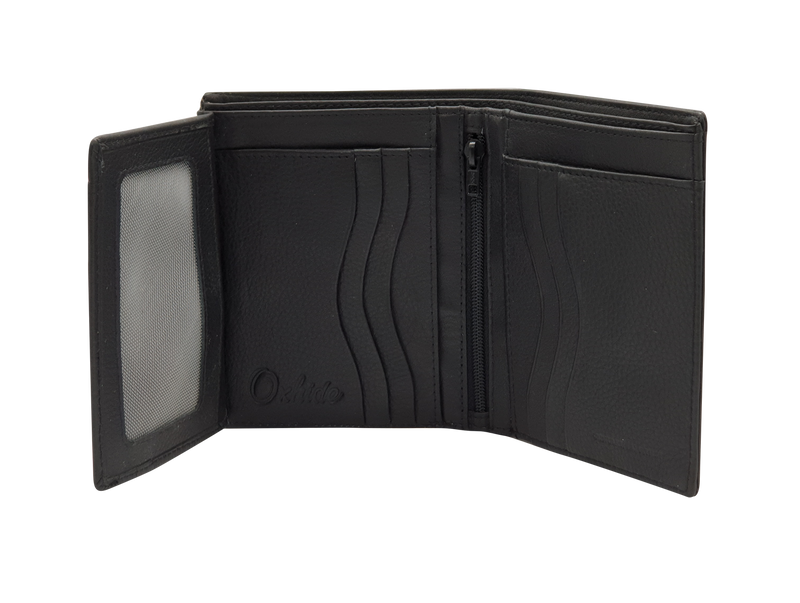 Oxhide Wallet Black with Vertical  Zipper- Oxhide J0011 BLK
