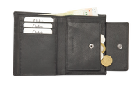 Leather Wallet Men with Coin Pouch - Black Wallet - Bifold Wallet - Full Grain Leather Wallet - J0007 Oxhide