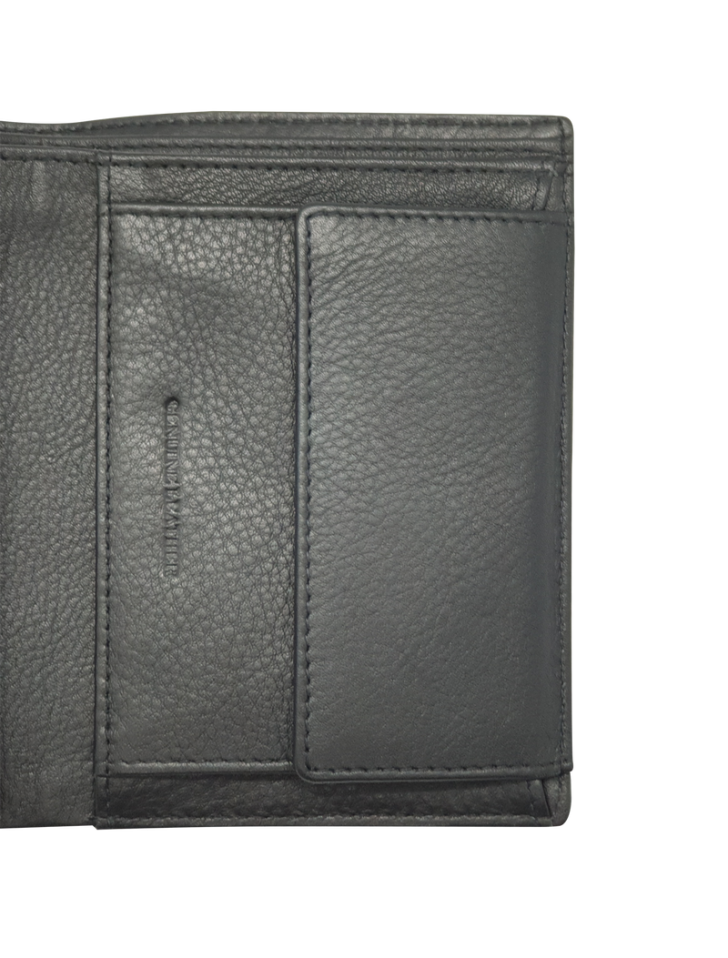 Leather Wallet Men with Coin Pouch - Black Wallet - Bifold Wallet - Full Grain Leather Wallet - J0007 Oxhide