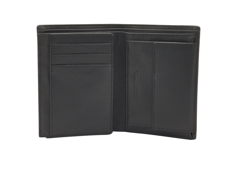 Leather Wallet Men with Coin Pouch - Black Wallet - Bifold Wallet - Full Grain Leather Wallet - J0007 Oxhide