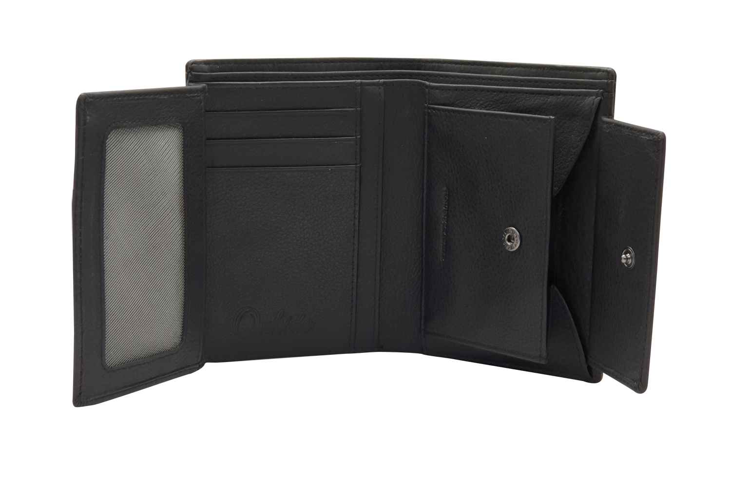 Leather Wallet Men with Coin Pouch - Black Wallet - Bifold Wallet - Full Grain Leather Wallet - J0007 Oxhide