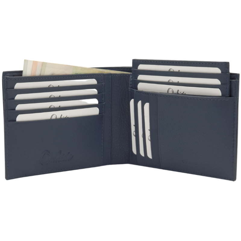 Leather Wallet for Men - First Layer Leather Wallet - Bifold Wallet- Blue Wallet - J0004 Oxhide