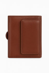 Oxhide Compact wallet in Vintage Leather in Brown colour with coin pouch-OXHIDE J0086 BROWN