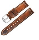 Leather watch strap yellow brn 18,20,22, 24 mm - OXHIDE